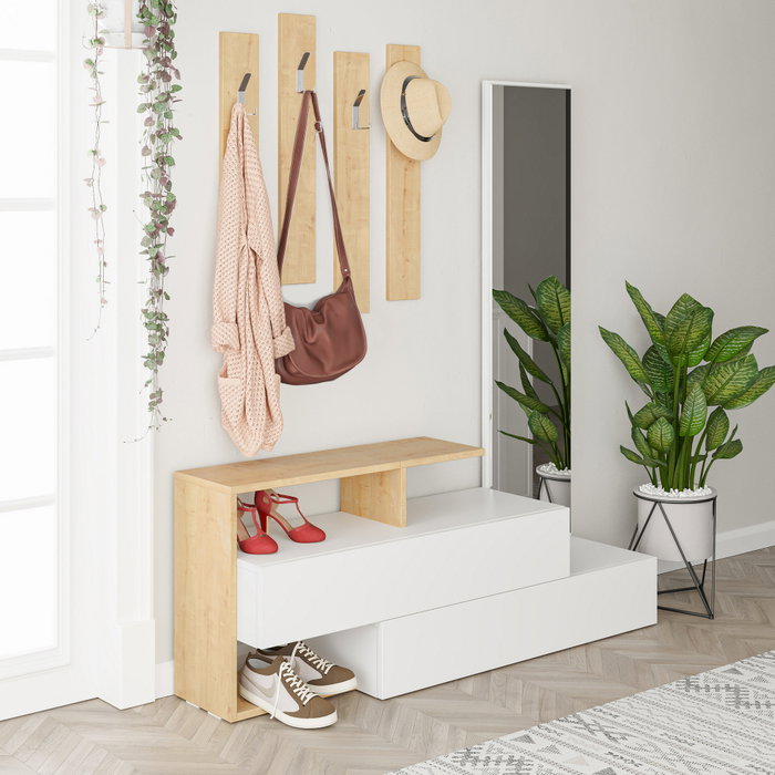 Hanah Home Ramda - Oak Hall Stand Blanco y Roble